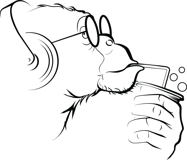 Logo Humanit — Maskot — opice z profilu — Černá