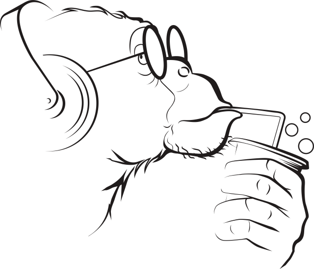 Logo Humanit — Maskot — opice z profilu — Šedá